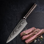 7" / 18cm Blade Damascus Steel Chefs Knife - Golden Thread Series