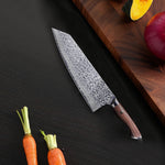 8" / 20cm Damascus Steel Bunka Knife - Golden Shield Series