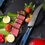 4pc Colorful Damascus Steel Steak Knives Set