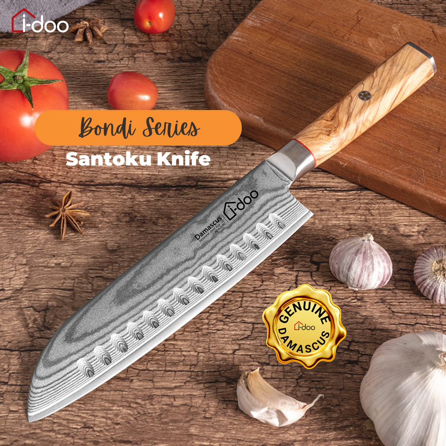 7" / 18 cm Damascus Steel Santoku Knife - Bondi Series