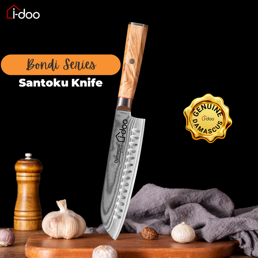 7" / 18 cm Damascus Steel Santoku Knife - Bondi Series