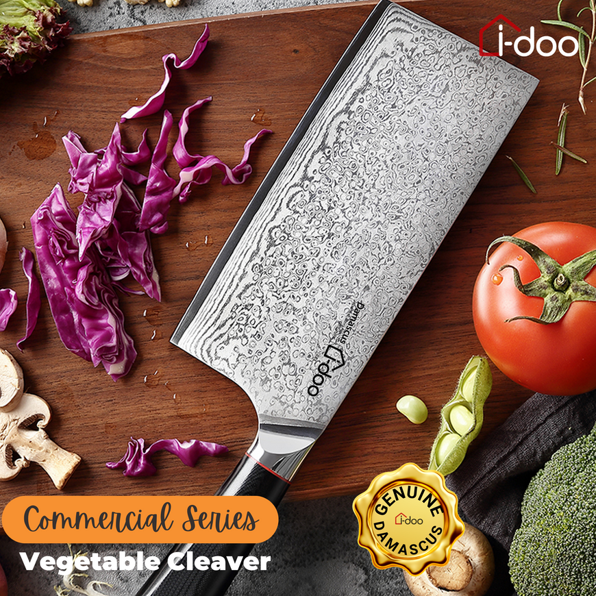 7" / 18cm Damascus Steel Vegetable Cleaver - Commercial Series