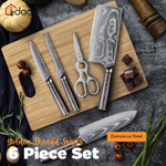 6pc Damascus Steel Kitchen Knife Set - Golden Thread Series