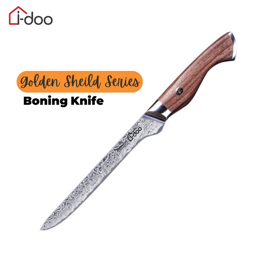 5.3" / 13.5cm Damascus Steel Boning Knife - Golden Shield Series