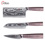 3 pc Damascus Steel Kitchen Knife Set - Golden Thread Series