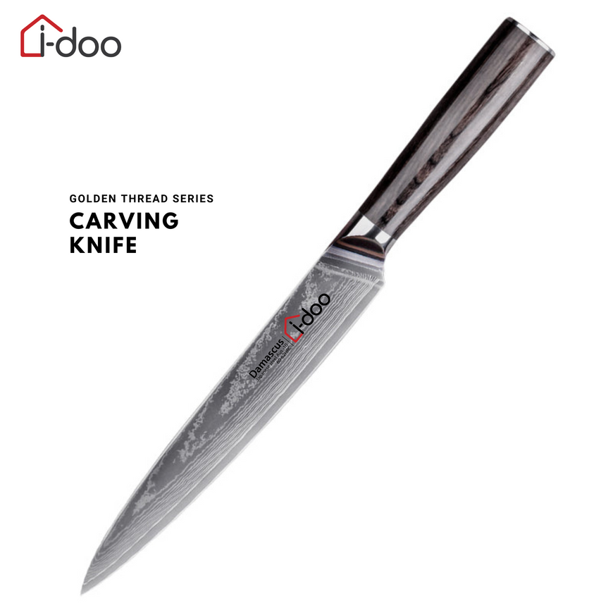 8" / 20cm Damascus Steel Carving Knife - Golden Thread Series