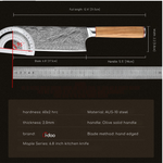 7" / 18cm Blade Damascus Steel Nakiri Chopping Knife - Maple Series