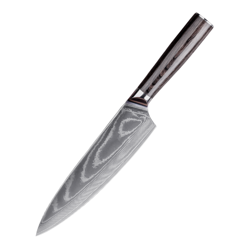 7" / 18cm Blade Damascus Steel Chefs Knife - Golden Thread Series